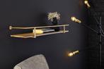 Massieve wandplank HERITAGE 75 cm naturel grenenhout goud, Huis en Inrichting, Woonaccessoires | Wandplanken en Boekenplanken