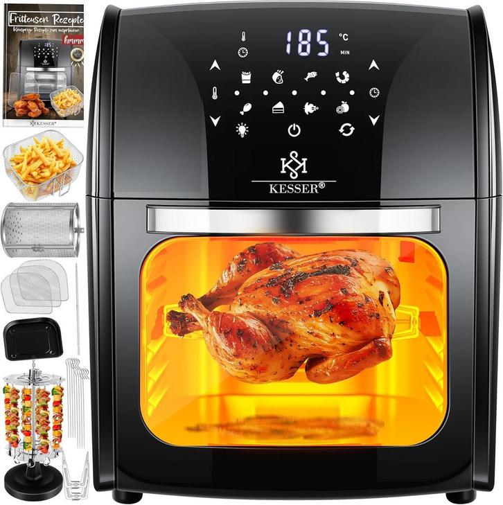Airfryer oven XXL - heteluchtfriteuse - 5L - 1800W - Zwart, Witgoed en Apparatuur, Airfryers, Zo goed als nieuw, Verzenden