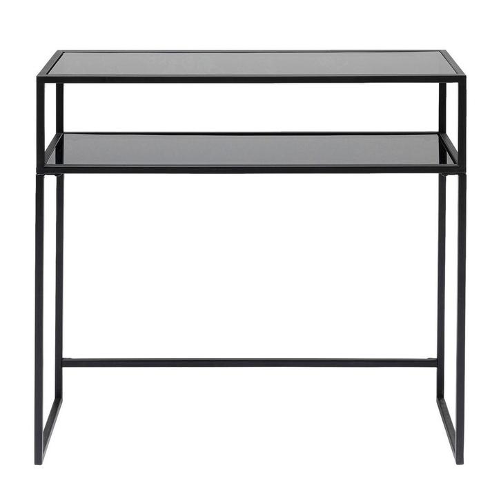 *WOONWINKEL* Kare Design Loft Sidetable Van Staal Met Glas, Huis en Inrichting, Tafels | Sidetables, Nieuw, Verzenden