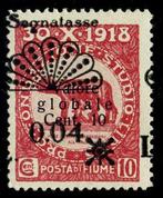 Fiume 1921 - Accijnszegel van 4 cent op 10 met verplaatste, Gestempeld