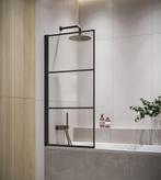 Badwand Berkan 60 x 140 cm Zwart Badscherm Draaibaar 5 mm, Verzenden, Nieuw, Bad