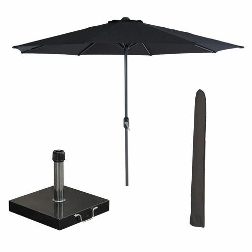 Garden Impressions Lotus stokparasol Ø300 cm - zwart incl 40, Tuin en Terras, Partytenten, Verzenden