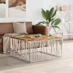 vidaXL Salontafel roestvrij staal en massief gerecycled hout, 100 tot 150 cm, 50 tot 75 cm, Verzenden, Nieuw