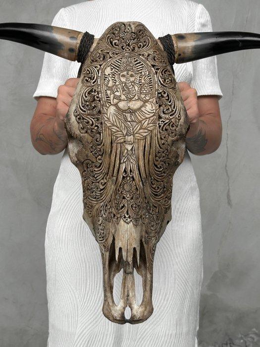 Geen minimumprijs - Grote bruine gebeitelde stierenkop -, Antiek en Kunst, Kunst | Designobjecten