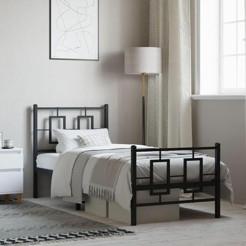 vidaXL Bedframe met hoofd- en voeteneinde metaal zwart, Huis en Inrichting, Slaapkamer | Bedden, Zwart, Nieuw, Metaal, Eenpersoons