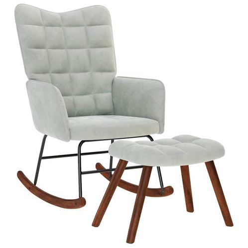 Schommelstoel Fluweel Lichtgrijs - Retourdeal - 35% Korting!, Huis en Inrichting, Stoelen, Grijs, Nieuw, Ophalen of Verzenden