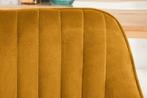 Elegante armleuningstoel TURIJN mosterdgeel fluweel met, Huis en Inrichting, Stoelen, Ophalen of Verzenden, Nieuw