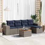 vidaXL 6-delige Loungeset met kussens poly rattan grijs, Tuin en Terras, Verzenden, Nieuw, Rotan, Loungeset