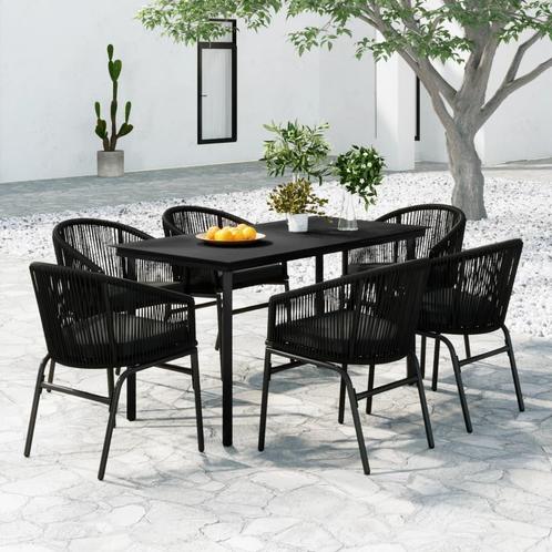 vidaXL 7-delige Tuinset zwart, Tuin en Terras, Tuinsets en Loungesets, Tuinset, Nieuw, 6 zitplaatsen, Kunststof, Verzenden
