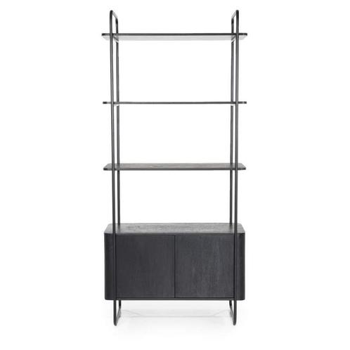Wandkast James 2-deurs - Zwart - 95950 - wandkasten, Huis en Inrichting, Kasten | Buffetkasten, Nieuw, Overige materialen