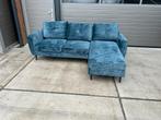Blauwe Velvet Hoekbank - Perfecte Staat!, Hoekbank, Driepersoons, Zo goed als nieuw, 200 tot 250 cm