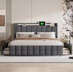 Upholstered Bed met LED, USB-poorten en 4 Opberglades, Verzenden, Nieuw