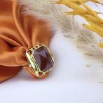 Vintage gouden ring met carneool., 18 tot 19, Gebruikt, Overige kleuren, Ophalen of Verzenden