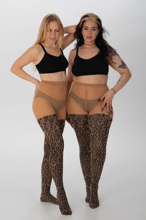 Knitted Leopard Curvy Stretch Panty Maat:, Kleding | Dames, Leggings, Maillots en Panty's, Overige kleuren, Nieuw, Verzenden