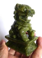 Handgesneden Serpentijn Leeuwenpaar - 9 x 6 cm- 600 g