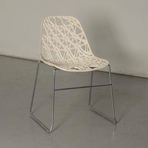 Crassevig Nett design kantinestoel, wit, buisframe onderstel, Huis en Inrichting, Stoelen, Ophalen of Verzenden