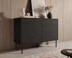 Meubella | Dressoir zwart 120cm 3 lades - Opbergkast, Huis en Inrichting, Kasten | Dressoirs, 100 tot 150 cm, Verzenden, Nieuw