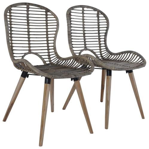 vidaXL Eetkamerstoelen 2 st natuurlijk rattan bruin, Huis en Inrichting, Stoelen, Bruin, Nieuw, Verzenden