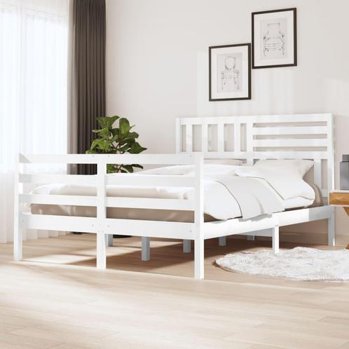 vidaXL Bedframe massief hout wit 140x190 cm, Huis en Inrichting, Slaapkamer | Bedden, 140 cm, 190 cm of minder, Wit, Tweepersoons