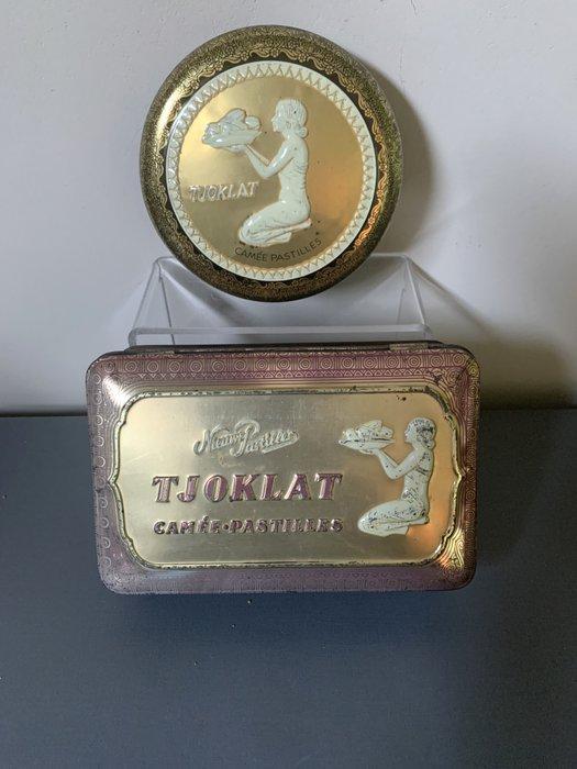 Art Deco 2 blikken Tjoklat Camee Pastilles - Blikken doos, Antiek en Kunst, Curiosa en Brocante