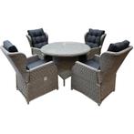 Ibiza Riccione dining tuinset 110 cm rond 5-delig grijs, Ophalen of Verzenden, Nieuw, Wicker