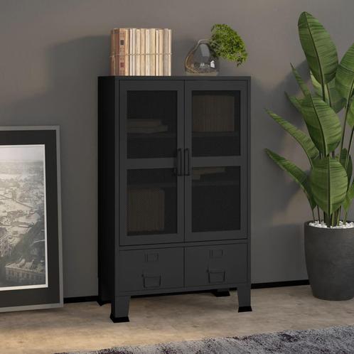 vidaXL Opbergkast industrieel 70x40x115 cm metaal zwart, Huis en Inrichting, Woonaccessoires | Kisten, Nieuw, Verzenden