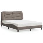 vidaXL Bed met matras stof taupe 140x190 cm, Verzenden, Stof, Nieuw, Tweepersoons