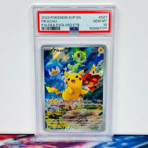 Pokémon Graded card - Pikachu #027 Paldea Evolved ETB Black, Hobby en Vrije tijd, Verzamelkaartspellen | Pokémon