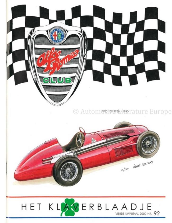 2000 ALFA ROMEO CLUB HET KLAVERBLAADJE 92 NEDERLANDS, Boeken, Auto's | Folders en Tijdschriften, Alfa Romeo