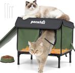 Kattenhuis voor buiten - Kattenhok - 46x44x35 cm - Groen - P, Dieren en Toebehoren, Kattenmanden, Verzenden, Zo goed als nieuw