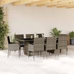 vidaXL 9-delige Tuinset met kussens poly rattan grijs, Tuin en Terras, Nieuw, 8 zitplaatsen, Tuinset, Verzenden