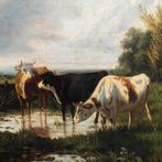 European painter (late XIX) - Landscape with grazing cows