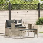 vidaXL 3-delige Tuinset met kussens poly rattan lichtgrijs, Tuin en Terras, 4 zitplaatsen, Nieuw, Tuinset, Verzenden