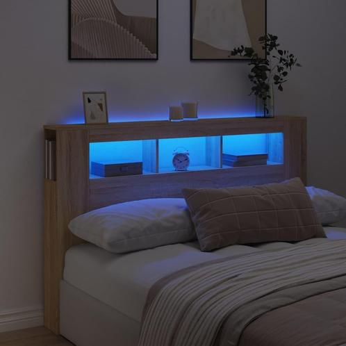 LED Hoofdbord Sonoma Eiken 160cm - OP=OP - Slaapkamer Mak..., Huis en Inrichting, Slaapkamer | Bedden, 160 cm, Bruin, Nieuw, Hout