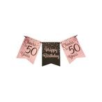 Verjaardagsslinger Vaandel 50 Jaar Roze/Zwart (6m), Hobby en Vrije tijd, Feestartikelen, Ophalen of Verzenden, Nieuw