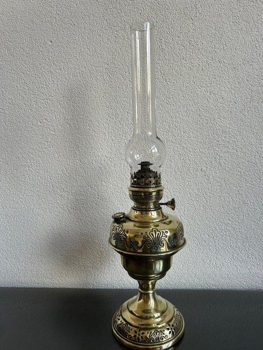 Olielamp - Messing, Glas - Olielamp messing, Antiek en Kunst, Curiosa en Brocante