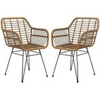 TRUUSK Set van 2 Boho-stijl Keukenstoelen - PE Rotan - 56 x, Huis en Inrichting, Stoelen, Verzenden, Nieuw