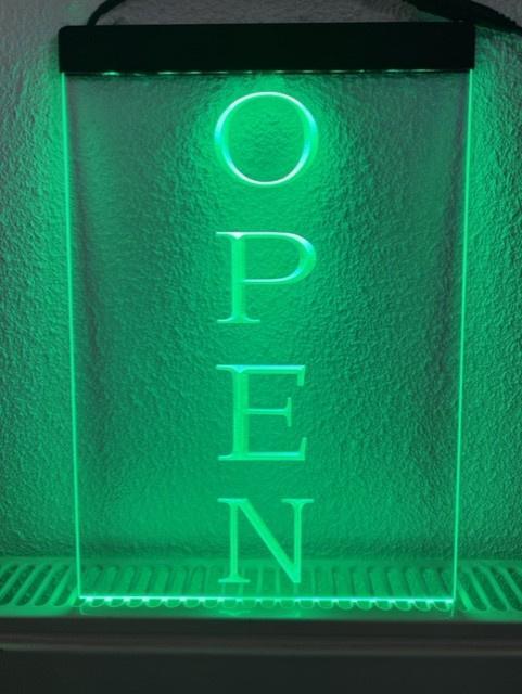 OPEN neon bord lamp LED verlichting reclame lichtbak VERTICA, Zakelijke goederen, Horeca | Meubilair en Inrichting, Verzenden
