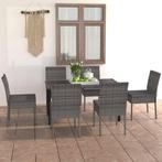 vidaXL 7-delige Tuinset poly rattan grijs, Tuin en Terras, Tuinsets en Loungesets, Verzenden, Nieuw, Rotan, Tuinset