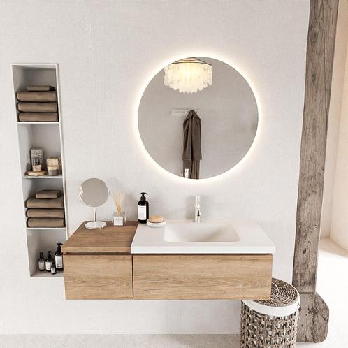 MONDIAZ BUKLA 120cm badmeubel met module 40 kleur Washed Oak, Doe-het-zelf en Verbouw, Sanitair, Bad, Nieuw, Ophalen of Verzenden