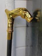 Wandelstok - paard goud verguld - metaal hout, Antiek en Kunst