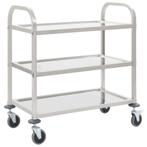vidaXL Keukentrolley 3-laags 95x45x83,5 cm roestvrij staal, Verzenden, Nieuw