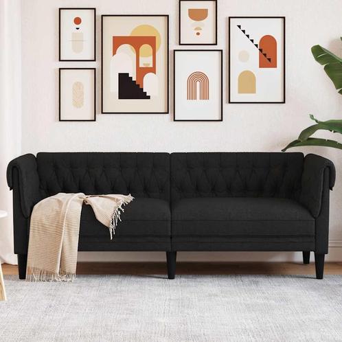 vidaXL Driezitsbank Chesterfield-stijl stof zwart, Huis en Inrichting, Banken | Bankstellen, Nieuw, Stof, Driepersoons, Verzenden
