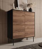 Meubella | Dressoir zwart eiken 102cm 4 deuren - Opbergkast, 100 tot 150 cm, Verzenden, Nieuw, Modern