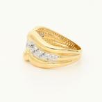 Ring - 18 karaat Geel goud, Witgoud - 0.12ct. tw. Diamant, Nieuw