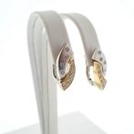 Bicolor gouden oorstekers met zirconia | Altinbas (witgoud), Sieraden, Tassen en Uiterlijk, Gebruikt, Overige kleuren, Ophalen of Verzenden