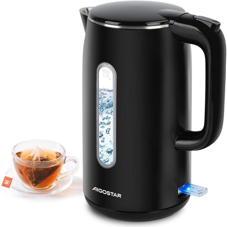 Waterkoker - Retro - Elektrisch - 1.7L - 2200W - Zwart •, Computers en Software, Printerbenodigdheden, Nieuw, Verzenden