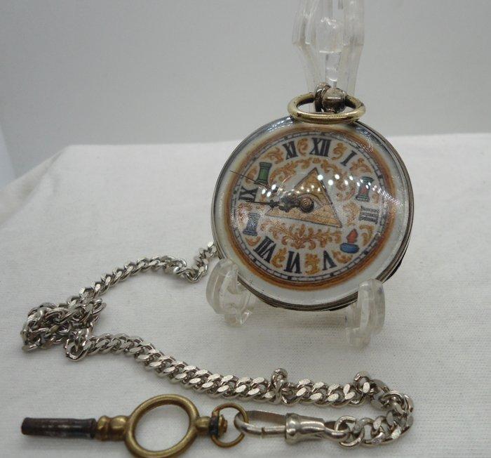 Lepine - Masonic - Silver Pocket watch Key - 1850-1900, Sieraden, Tassen en Uiterlijk, Horloges | Heren