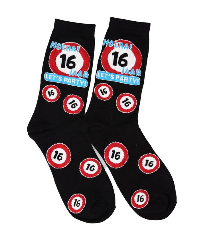 Grappige Sokken 16 Jaar 1 paar, Hobby en Vrije tijd, Feestartikelen, Nieuw, Verzenden