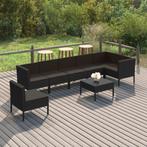 vidaXL 8-delige Loungeset met kussens poly rattan zwart, Verzenden, Nieuw, Rotan, Loungeset